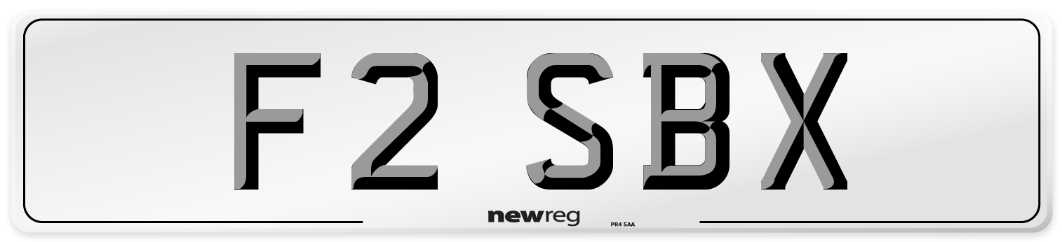 F2 SBX Number Plate from New Reg